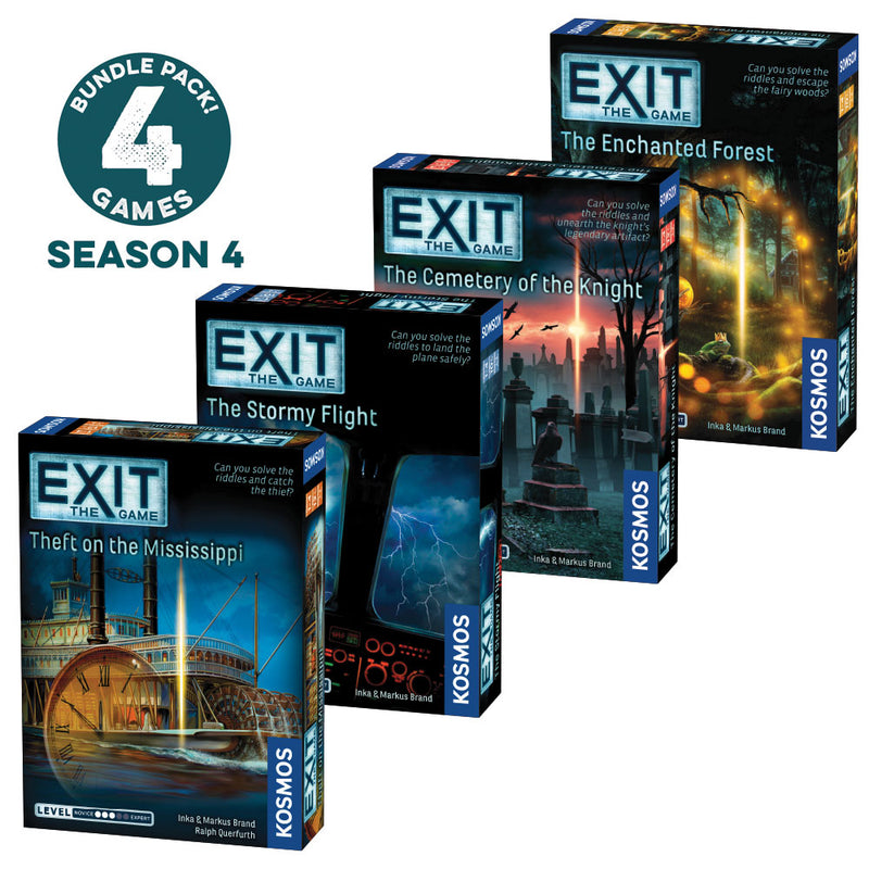 EXIT: The Game, Season 4. Four-Pack: Theft on the Mississippi, The Stormy Flight, The Cemetery of the Knight, and The Enchanted Forest Games Thames & Kosmos   